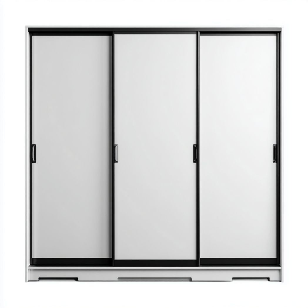 Schrank mit Schiebetüren für den Wohnbereich aus Holz und Glas - 180 x 200 x 60