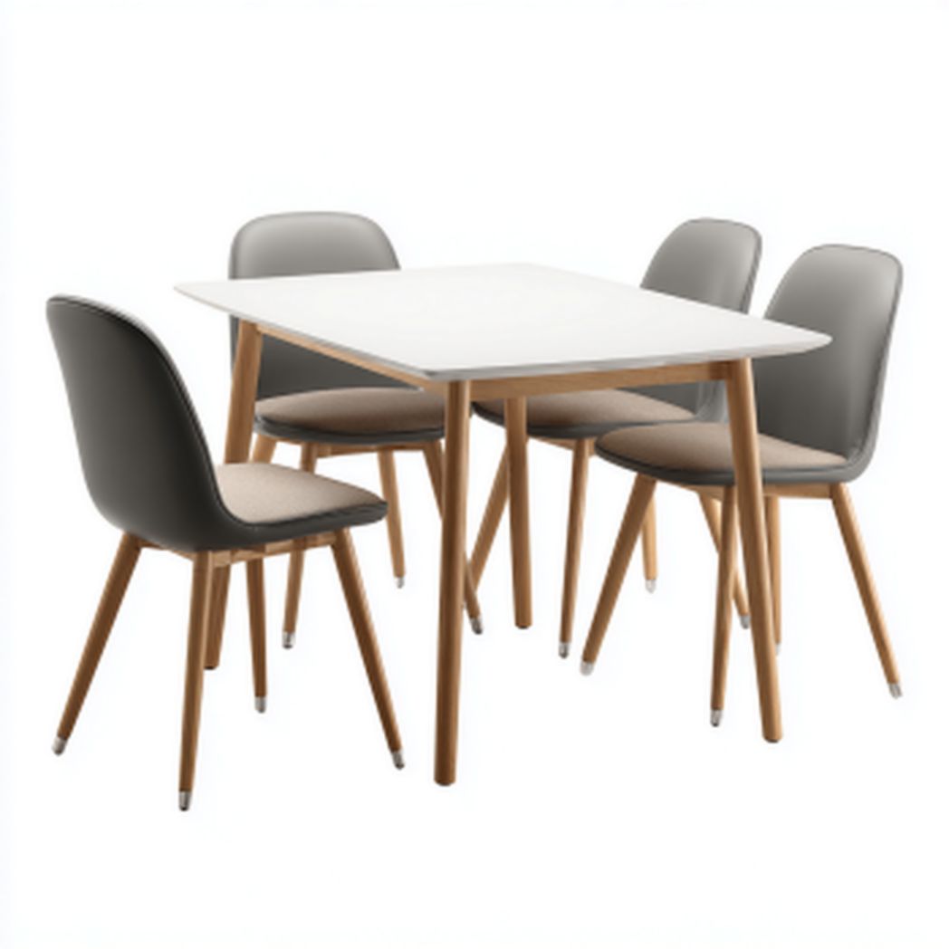 Esstisch mit Stühlen für Esszimmer aus Holz und Kunstleder 120 x 80 x 75
