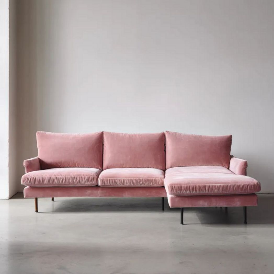 Sofa mit L-förmiger Sitzfläche für Wohnräume aus Stoff-250 x 100 x 90